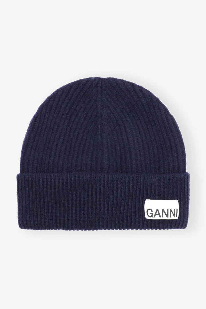 Ganni - Peacoat Rib Knit Beanie - Kalifornia Jean Bar