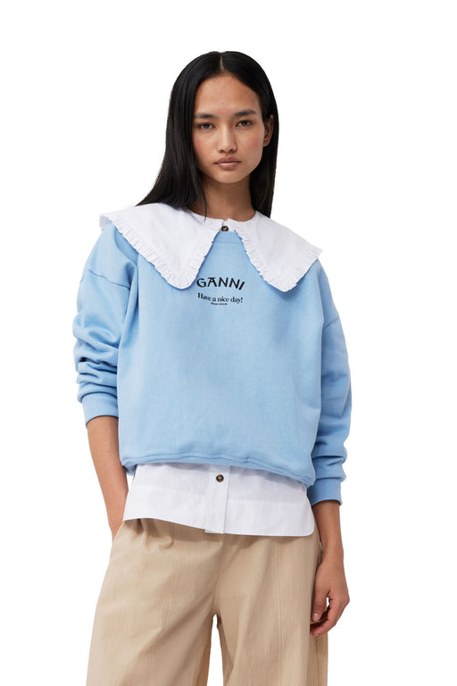 Ganni - Placid Blue Isoli Oversized Sweatshirt - Kalifornia Jean BarGanni - Placid Blue Isoli Oversized Sweatshirt