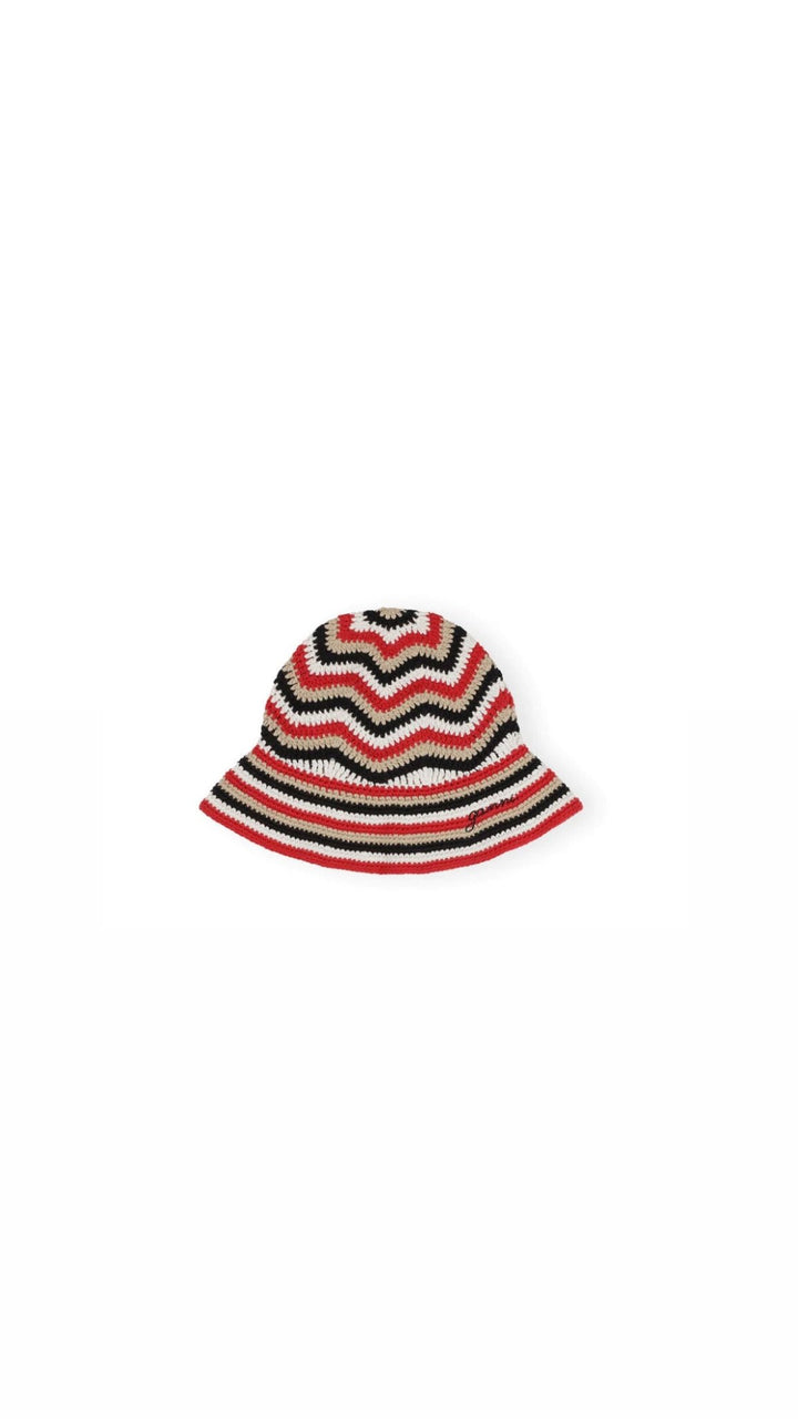 Ganni - Racing Red Crochet Bucket Hat - Kalifornia Jean Bar