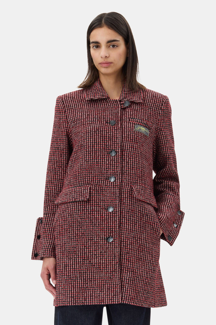 Ganni - Woolen Check Jacket in Racing Red - Kalifornia Jean Bar