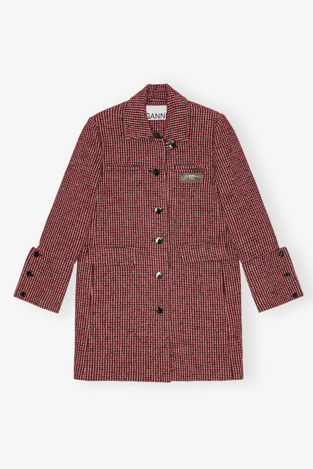 Ganni - Woolen Check Jacket in Racing Red - Kalifornia Jean Bar