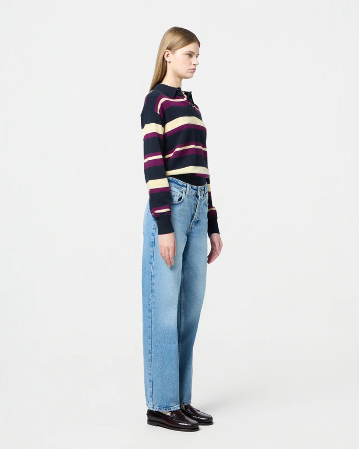 Guest in Residence - Collegiate Stripe Polo in Midnight Combo - Kalifornia Jean Bar