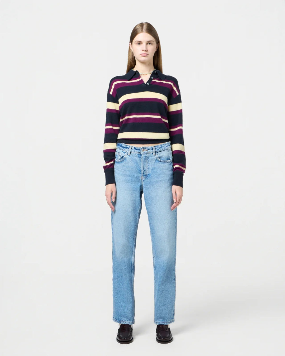 Guest in Residence - Collegiate Stripe Polo in Midnight Combo - Kalifornia Jean Bar