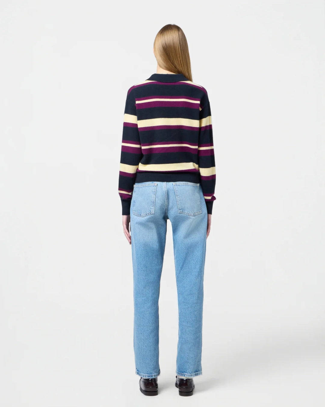 Guest in Residence - Collegiate Stripe Polo in Midnight Combo - Kalifornia Jean Bar