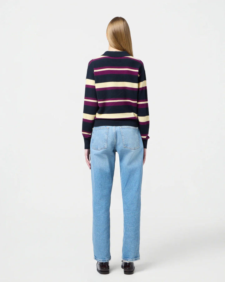 Guest in Residence - Collegiate Stripe Polo in Midnight Combo - Kalifornia Jean Bar