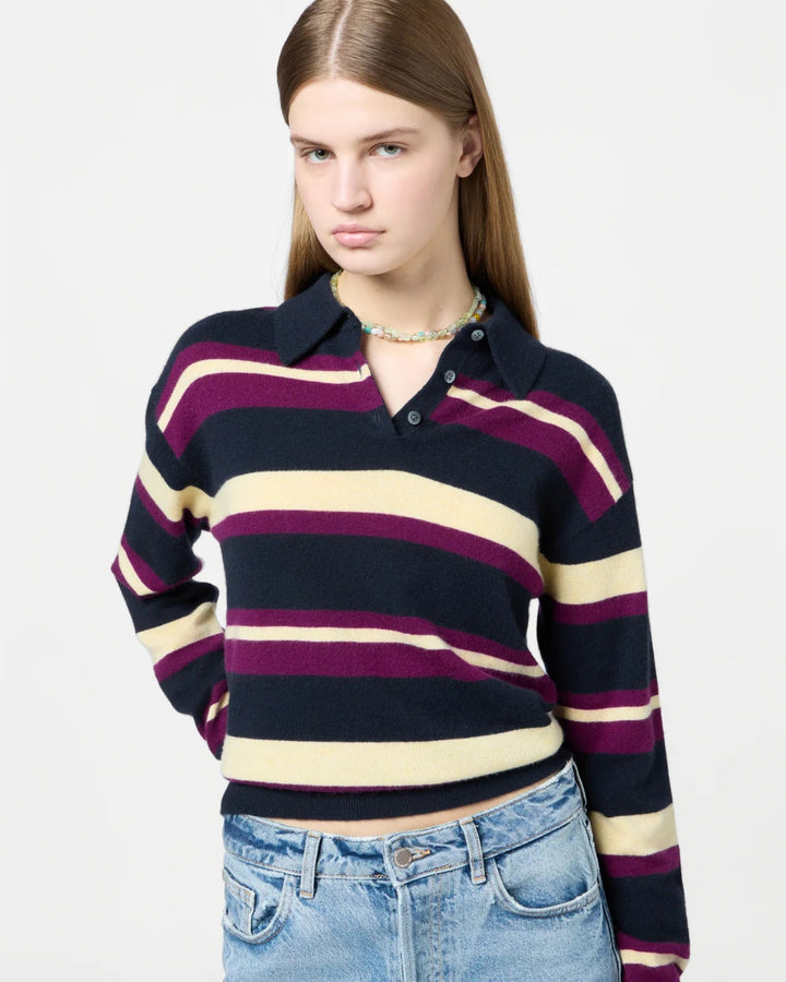 Guest in Residence - Collegiate Stripe Polo in Midnight Combo - Kalifornia Jean Bar