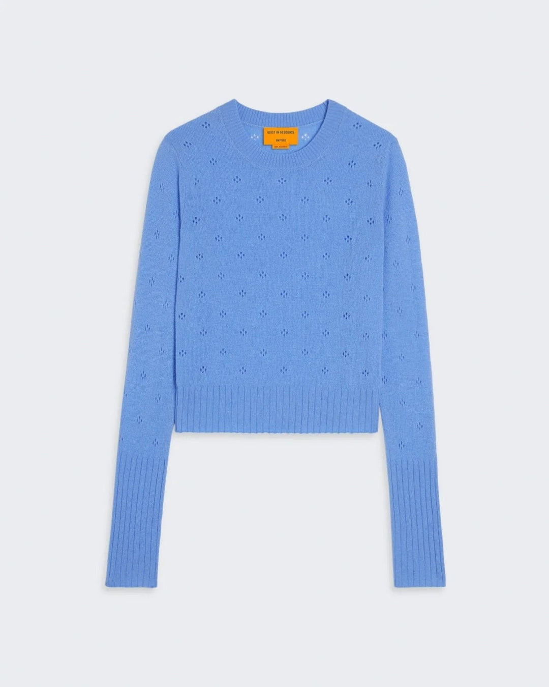 Guest in Residence - French Blue Shrunken Pointelle Crew Sweater - Kalifornia Jean Bar