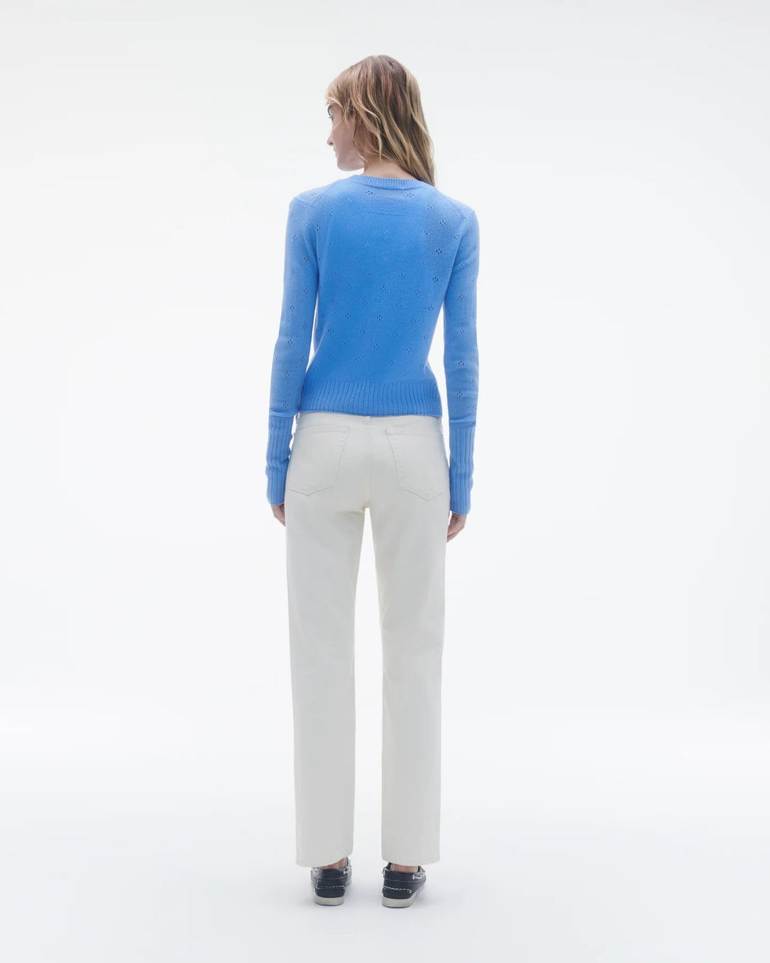 Guest in Residence - French Blue Shrunken Pointelle Crew Sweater - Kalifornia Jean Bar