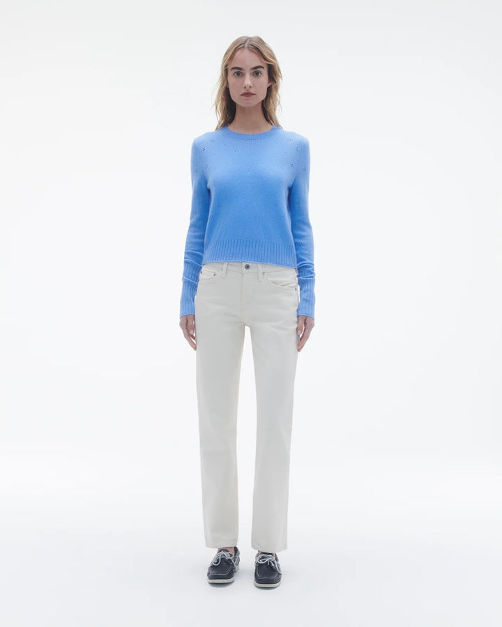 Guest in Residence - French Blue Shrunken Pointelle Crew Sweater - Kalifornia Jean Bar