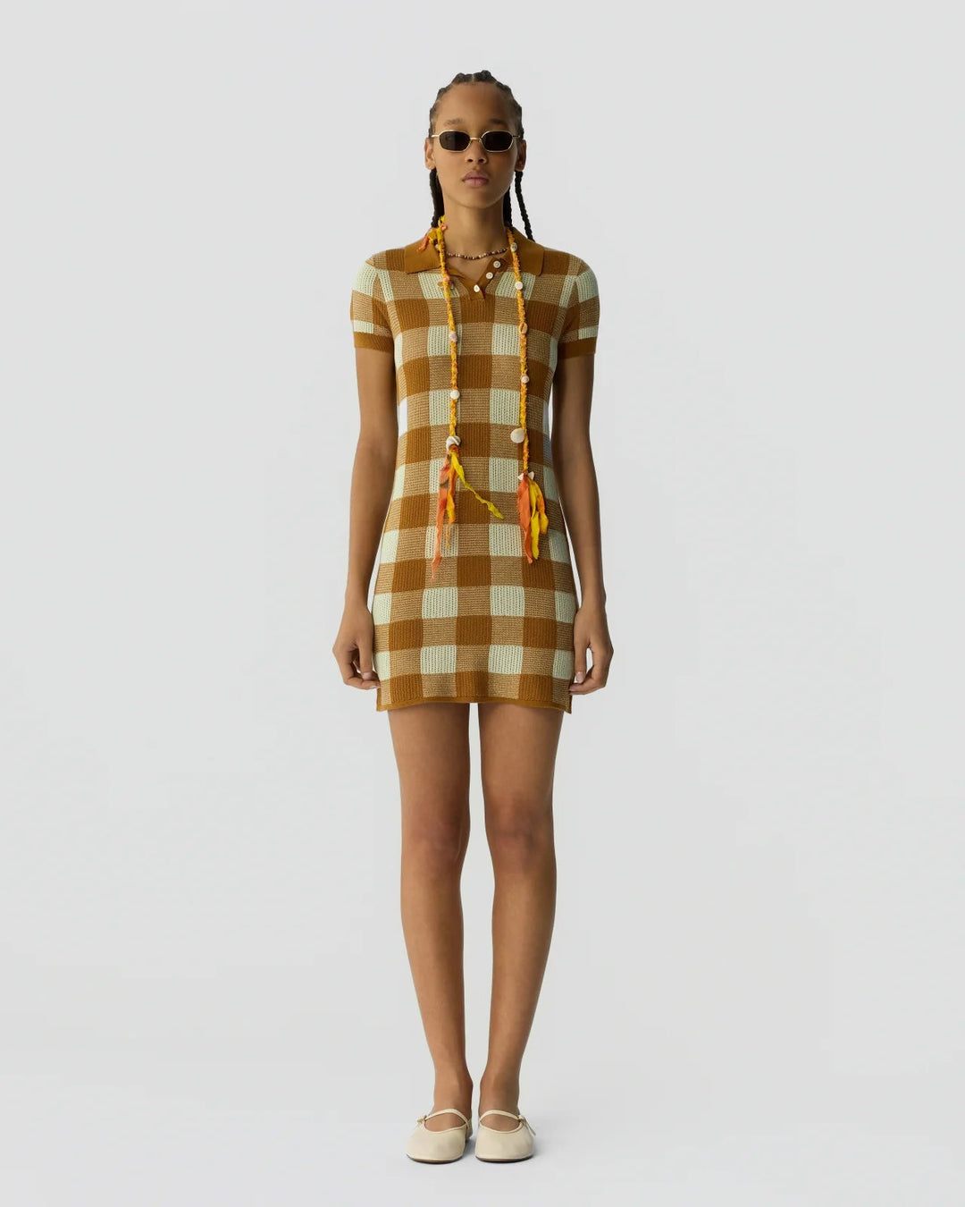 Guest In Residence - Gingham Polo Dress in Suede/Limewash - Kalifornia Jean Bar
