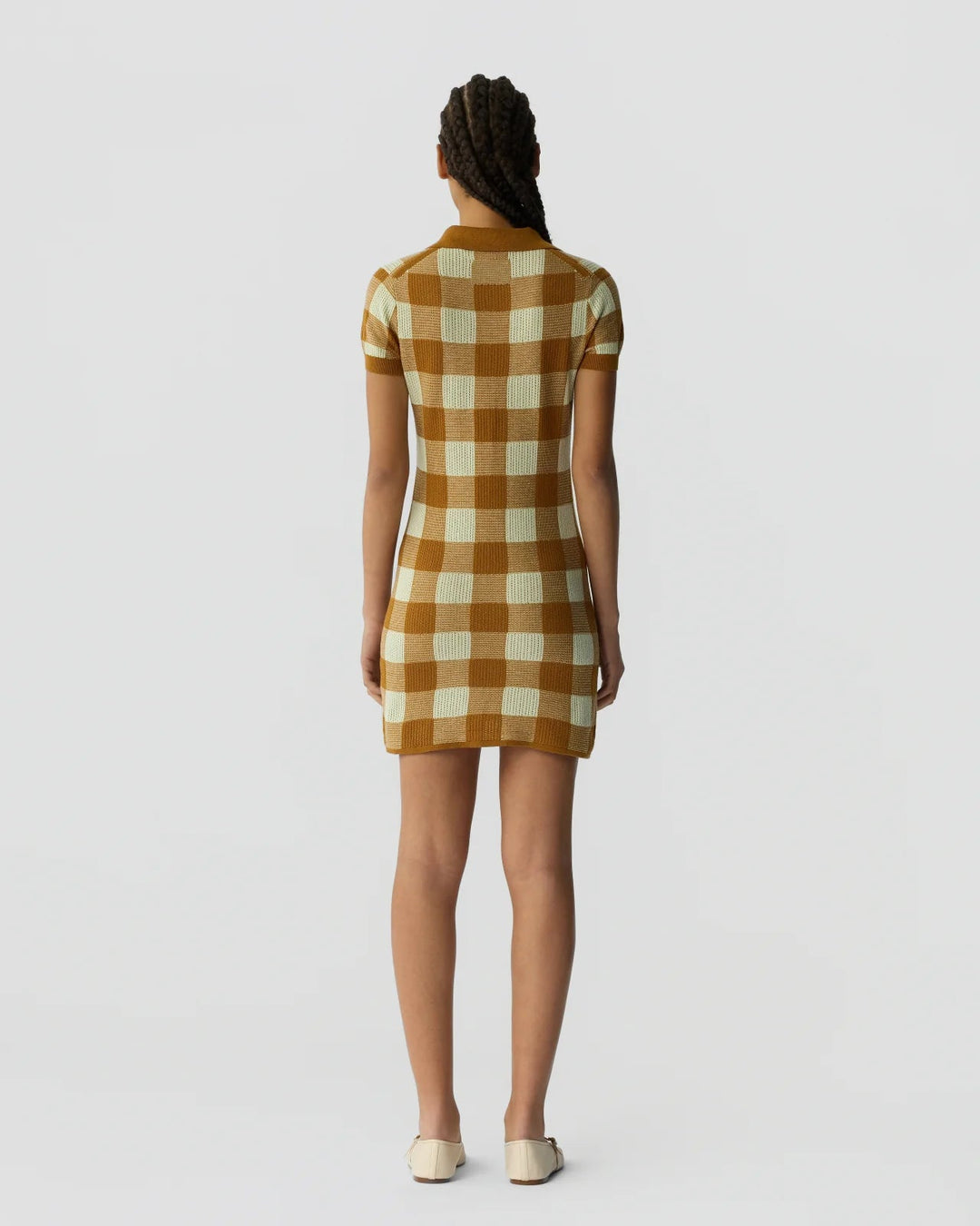 Guest In Residence - Gingham Polo Dress in Suede/Limewash - Kalifornia Jean Bar
