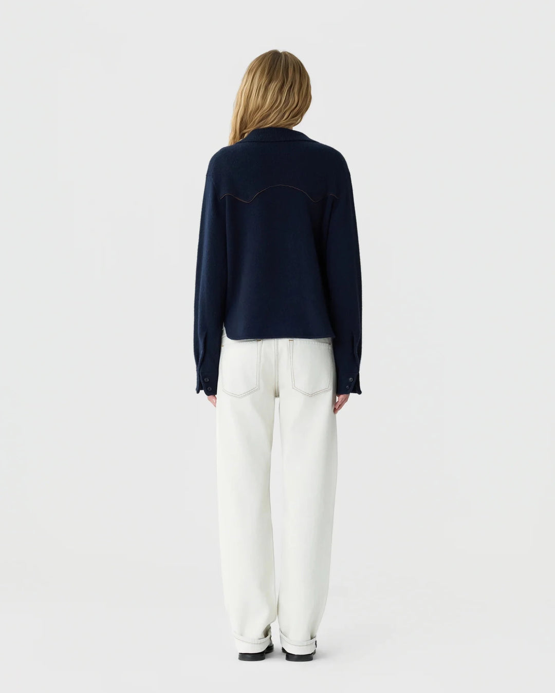 Guest in Residence - Midnight Western Shirt Cropped Cashmere - Kalifornia Jean Bar