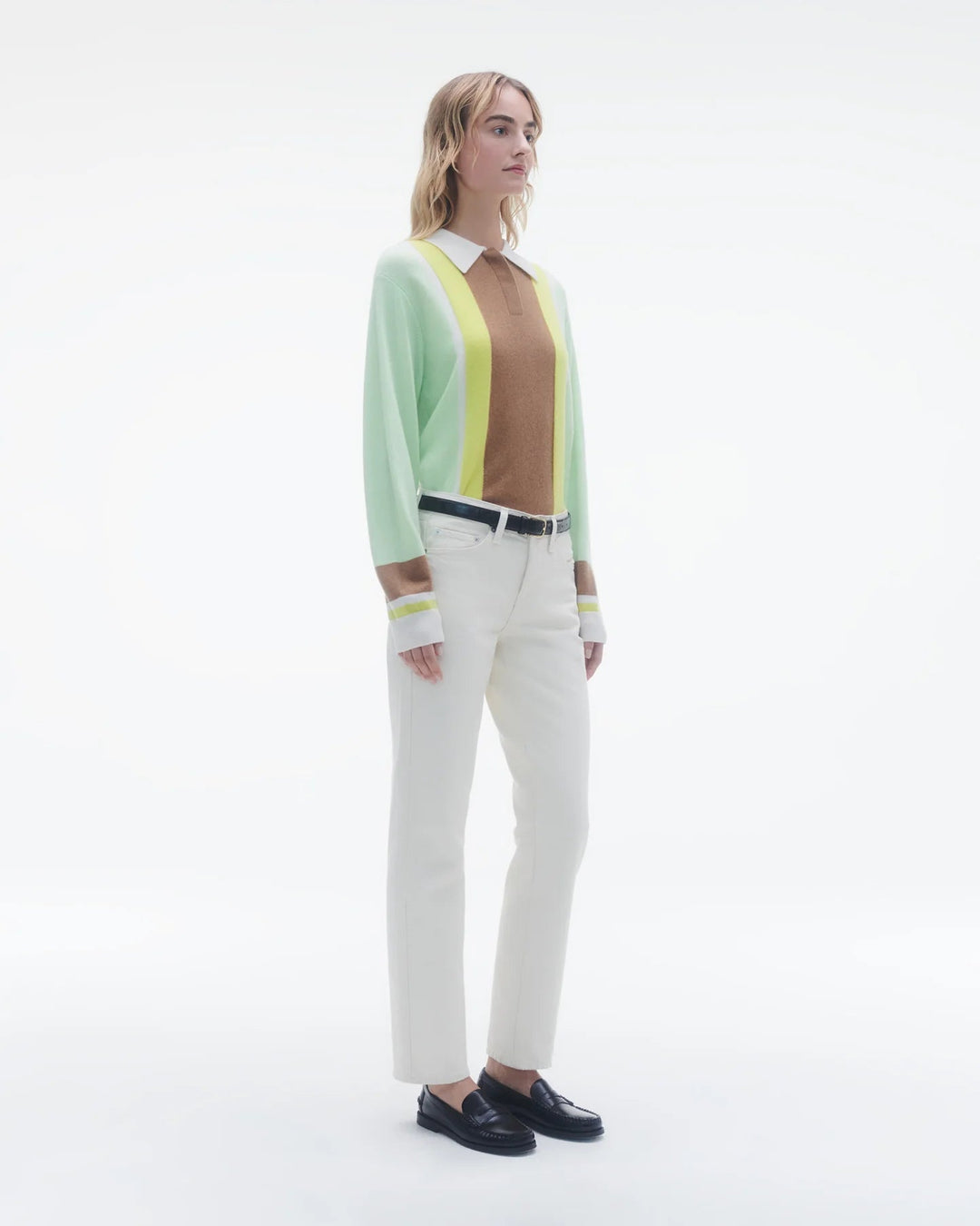 Guest in Residence - Mint Combo Cropped Striped Rugby Polo - Kalifornia Jean Bar