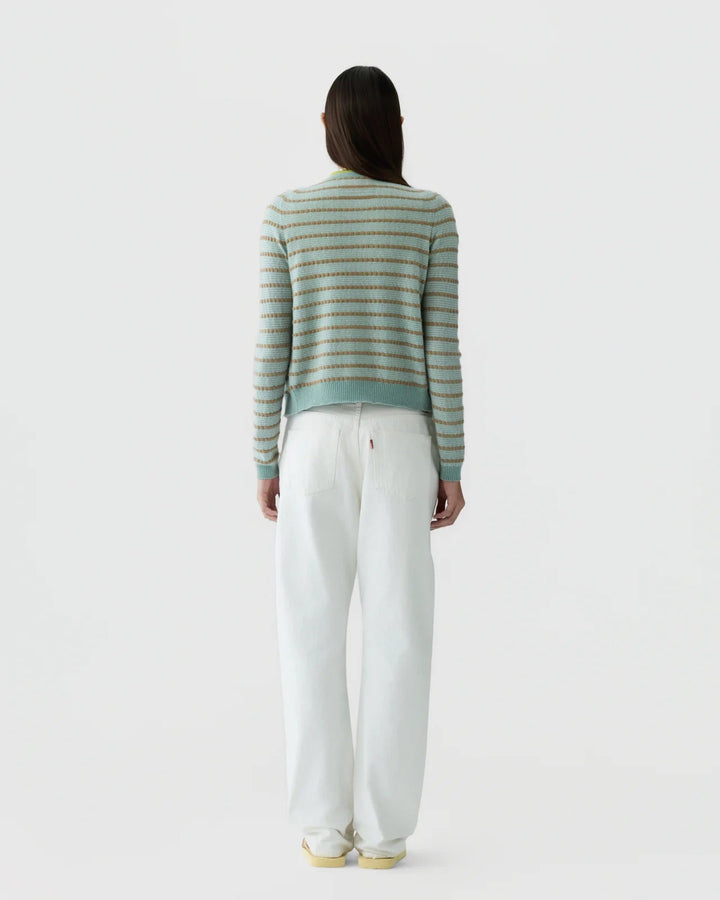 Guest in Residence - Pebble Stripe Jane Cardigan Sagebrush Combo - Kalifornia Jean Bar