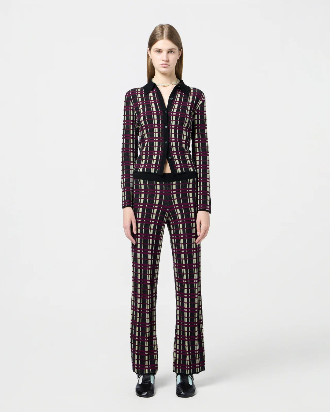 Guest in Residence - Plaid Flare Pant in Black Combo - Kalifornia Jean Bar