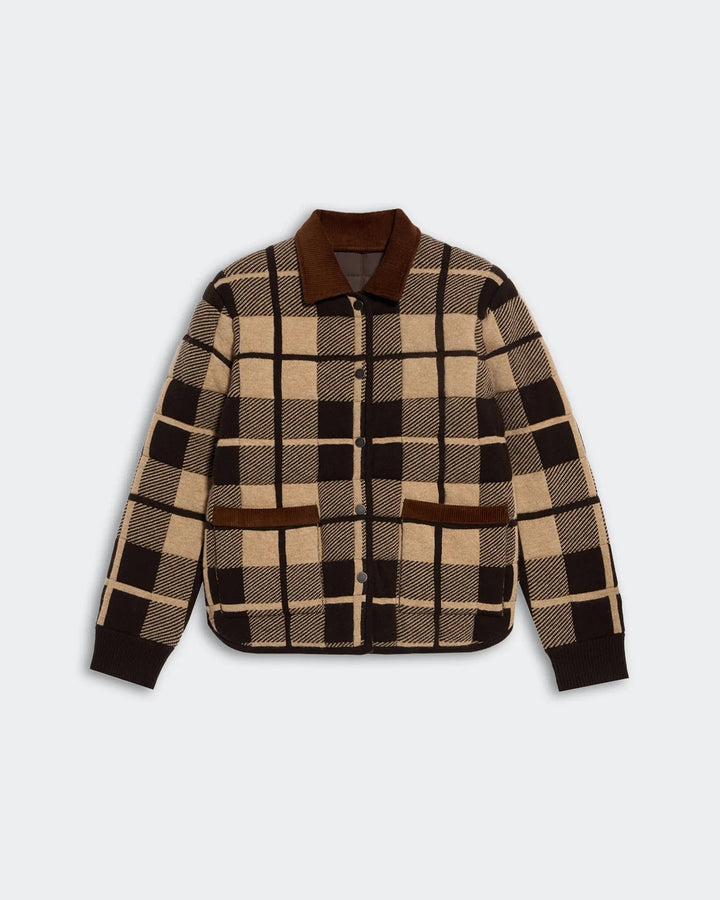 Guest in Residence - Quilted Plaid Liner Jacket in Burnt Cocoa - Kalifornia Jean Bar