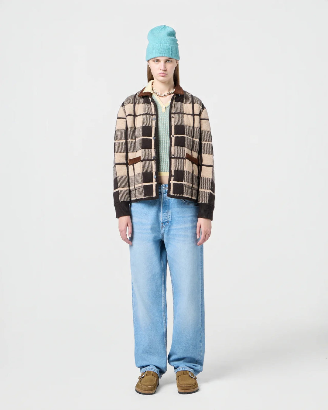 Guest in Residence - Quilted Plaid Liner Jacket in Burnt Cocoa - Kalifornia Jean Bar