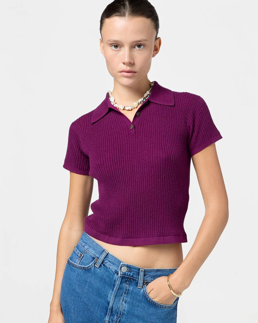 Guest in Residence - Shrunken Polo in Aubergine - Kalifornia Jean Bar