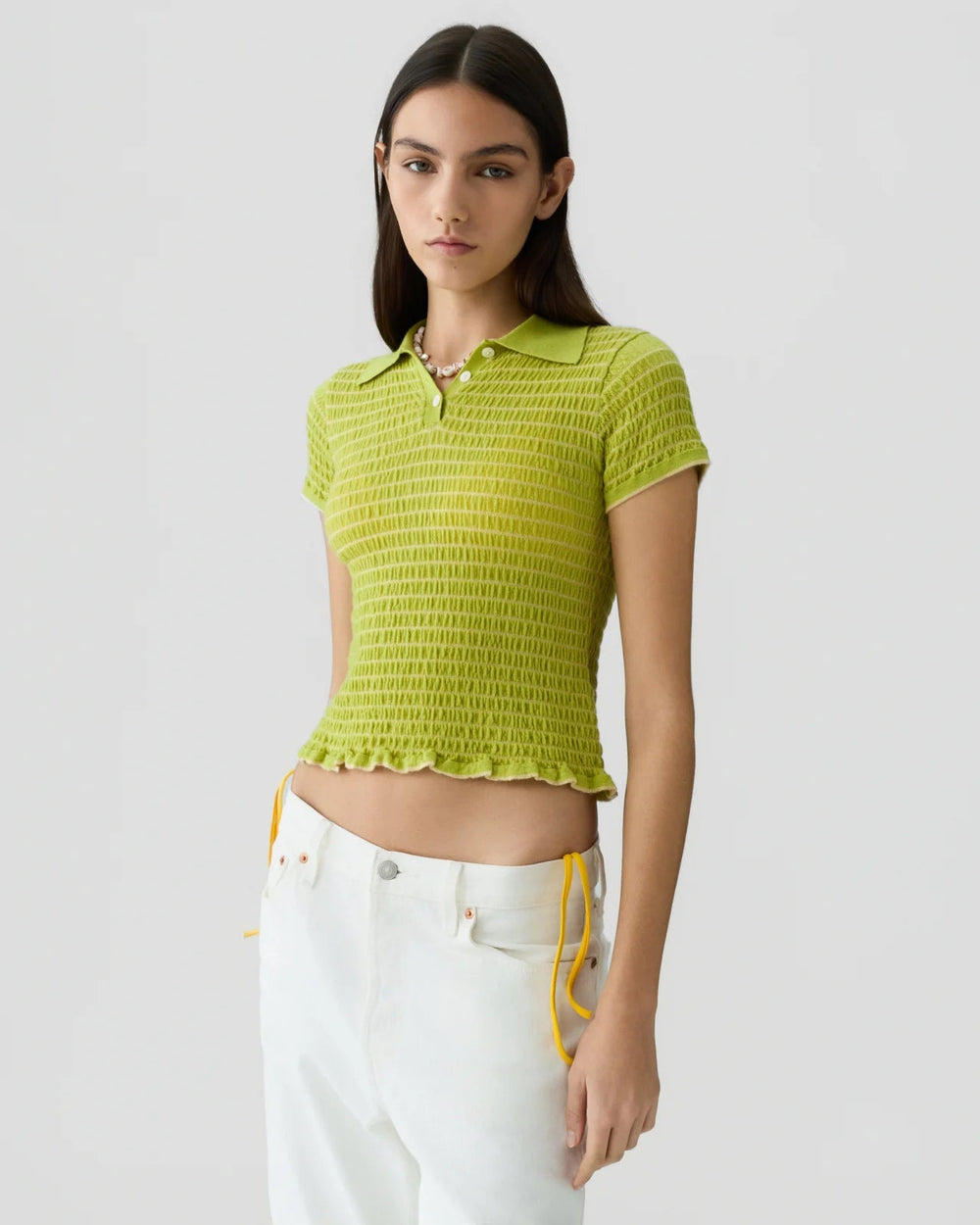 Guest in Residence - Smocked Shrunken Polo Evoo Butter - Kalifornia Jean Bar