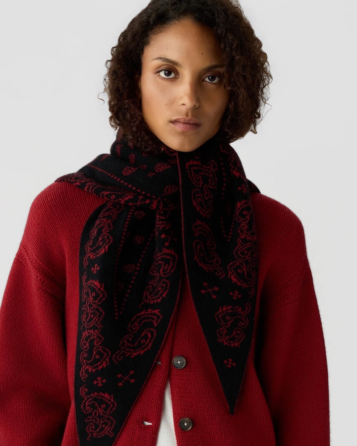 Guest in Residence - Wild Rag Carmine/Black Cashmere Bandana - Kalifornia Jean Bar