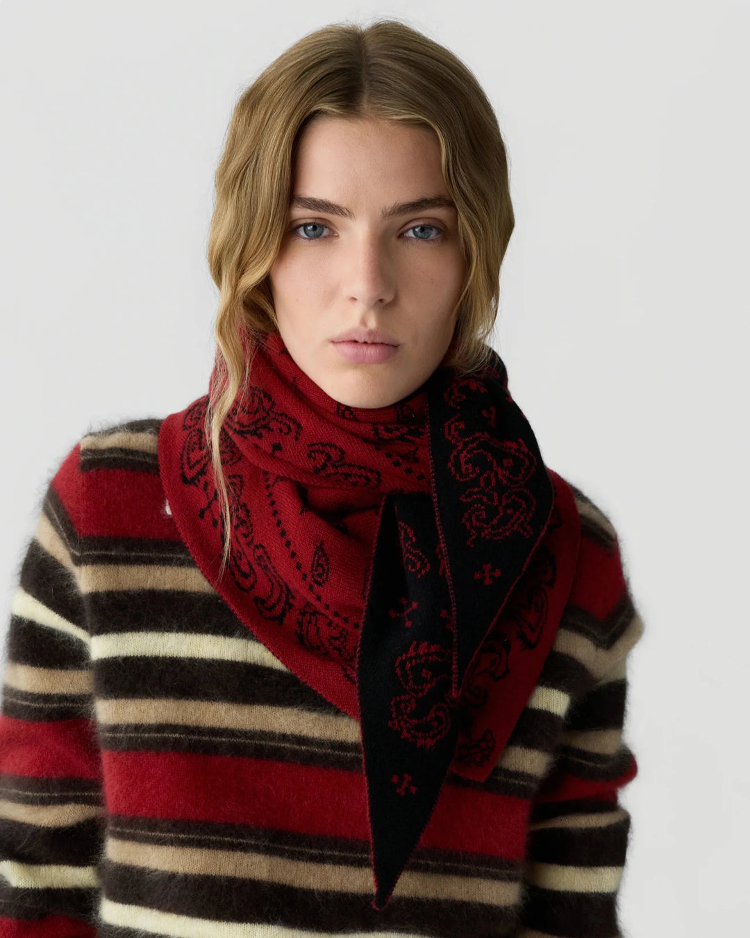 Guest in Residence - Wild Rag Carmine/Black Cashmere Bandana - Kalifornia Jean Bar