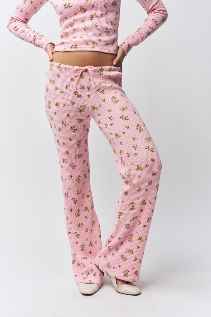 Guizio - Baby Pink Floral Relaxed Thermal Pant - Kalifornia Jean BarGuizio - Baby Pink Floral Relaxed Thermal Pant