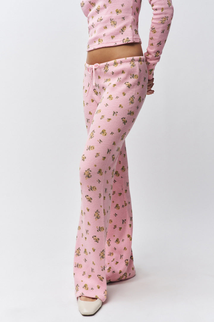 Guizio - Baby Pink Floral Relaxed Thermal Pant - Kalifornia Jean BarGuizio - Baby Pink Floral Relaxed Thermal Pant