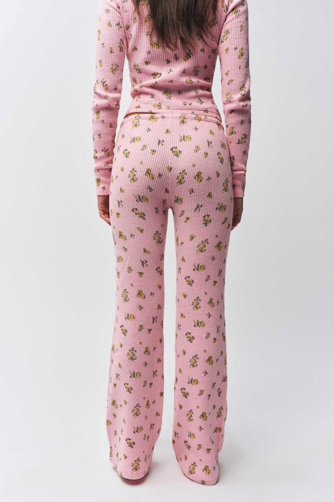 Guizio - Baby Pink Floral Relaxed Thermal Pant - Kalifornia Jean BarGuizio - Baby Pink Floral Relaxed Thermal Pant