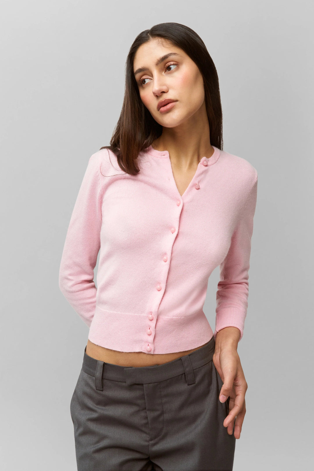 Guizio - Emelie Cropped Cardigan in Ballet Slipper - Kalifornia Jean Bar