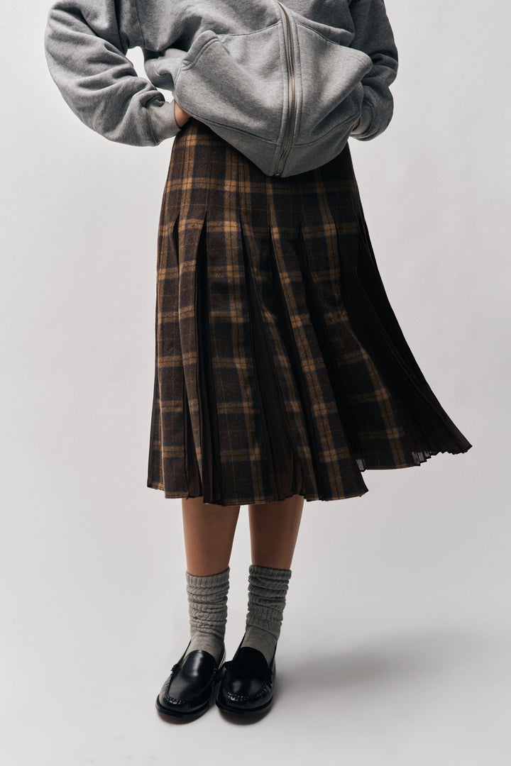 Guizio - Tartan Plaid Gibson Chiffon Pleated Skirt - Kalifornia Jean BarGuizio - Tartan Plaid Gibson Chiffon Pleated Skirt