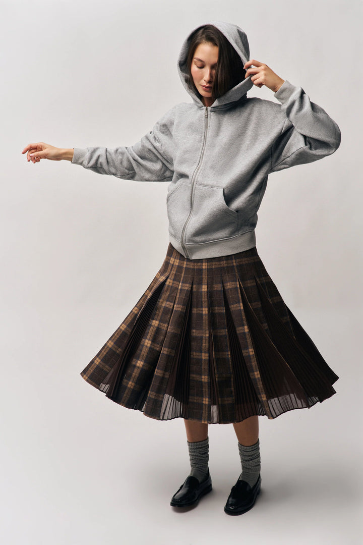 Guizio - Tartan Plaid Gibson Chiffon Pleated Skirt - Kalifornia Jean BarGuizio - Tartan Plaid Gibson Chiffon Pleated Skirt