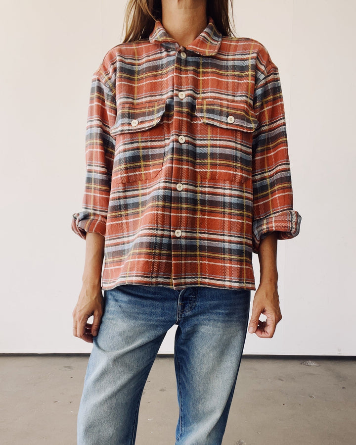 Hey Gang - Work Shirt in Rust Plaid - Kalifornia Jean Bar