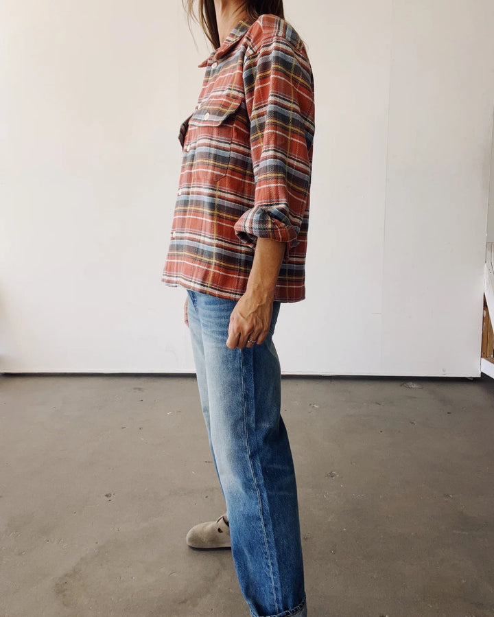 Hey Gang - Work Shirt in Rust Plaid - Kalifornia Jean Bar