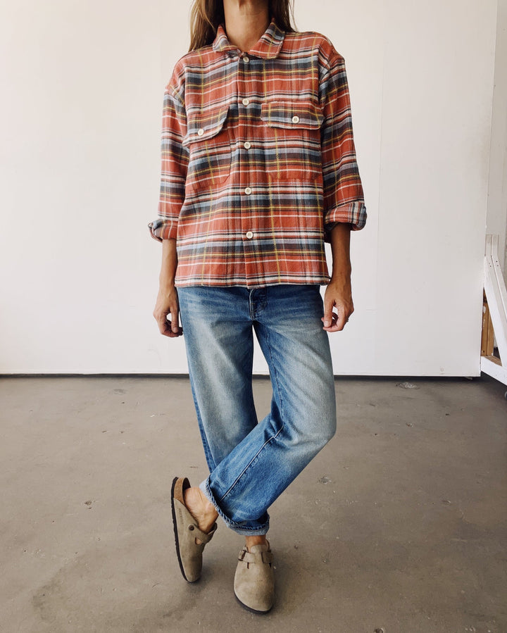 Hey Gang - Work Shirt in Rust Plaid - Kalifornia Jean Bar