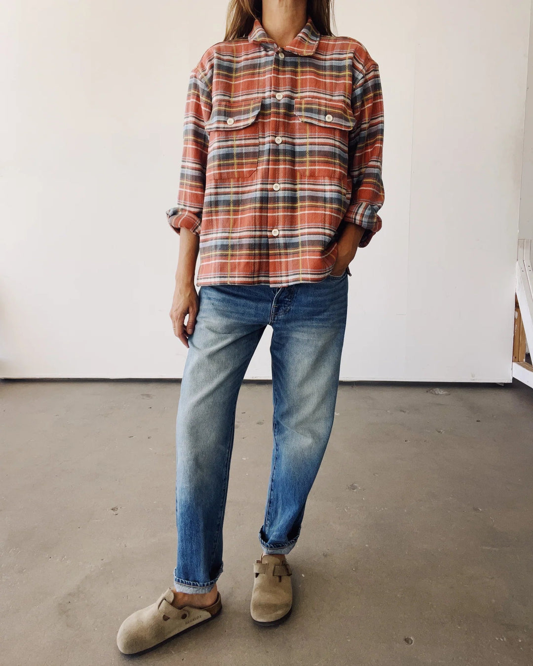 Hey Gang - Work Shirt in Rust Plaid - Kalifornia Jean Bar