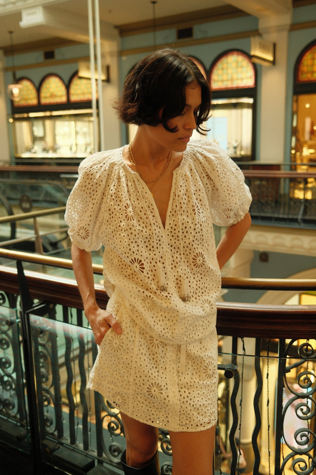 Ilio Nema - Lucinda White Eyelet Top - Kalifornia Jean Bar