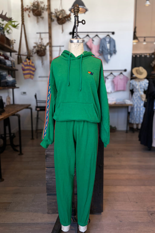 Aviator Nation - Kelly Green Bolt Stripe Relaxed Pullover Hoodie