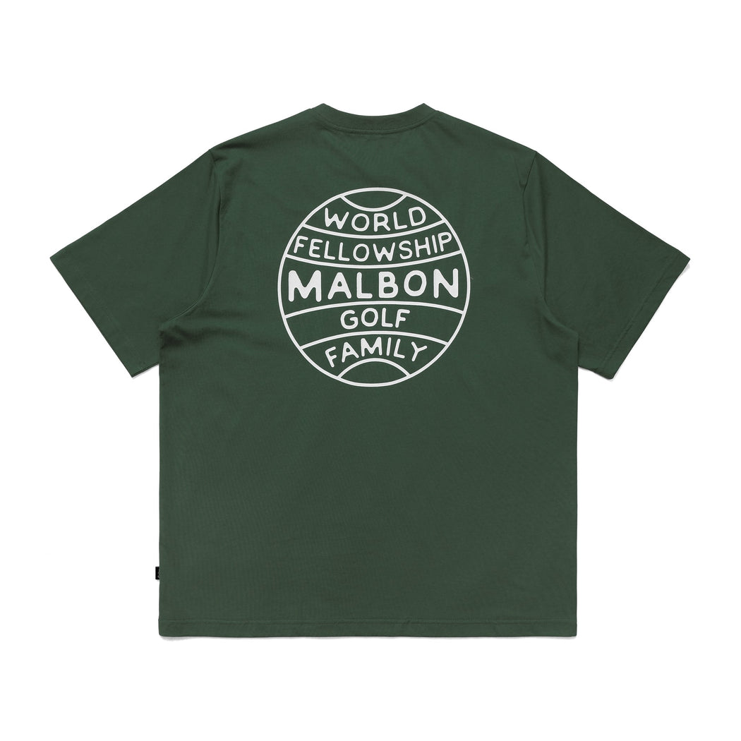 Malbon-Dark Green World Fellowship Pocket Tee