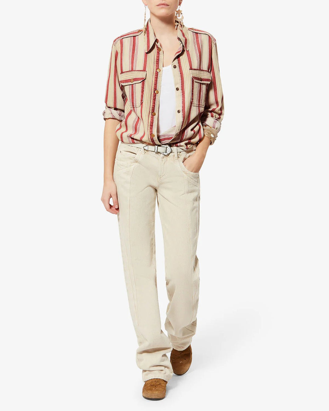 Isabel Marant - Gelva Shirt Beige/Red - Kalifornia Jean Bar