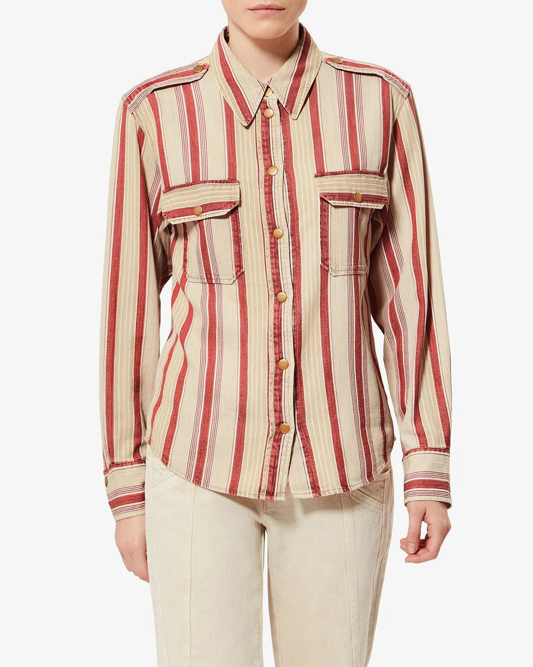 Isabel Marant - Gelva Shirt Beige/Red - Kalifornia Jean Bar