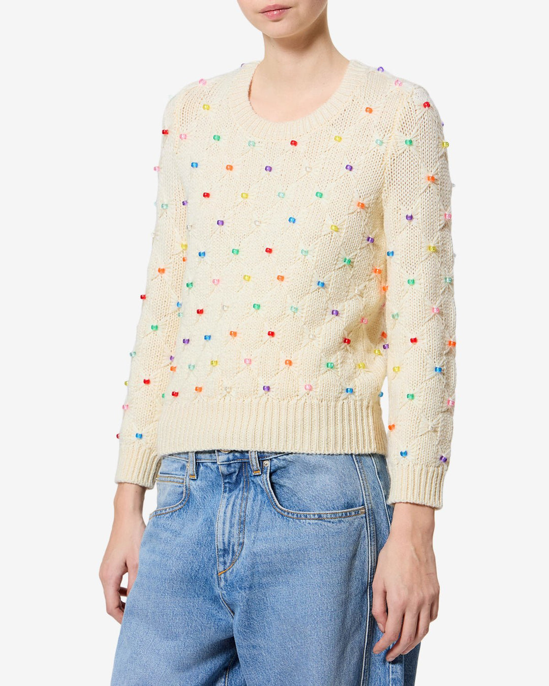 Isabel Marant - Priyanka Pullover in Ecru Multi Color Beads - Kalifornia Jean Bar