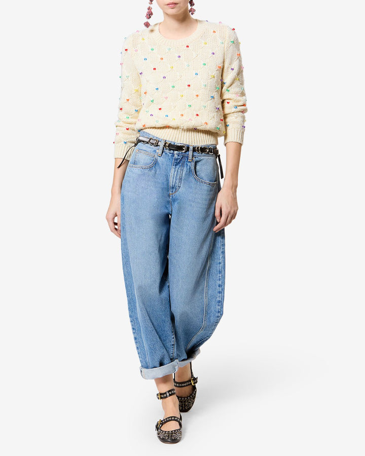 Isabel Marant - Priyanka Pullover in Ecru Multi Color Beads - Kalifornia Jean Bar