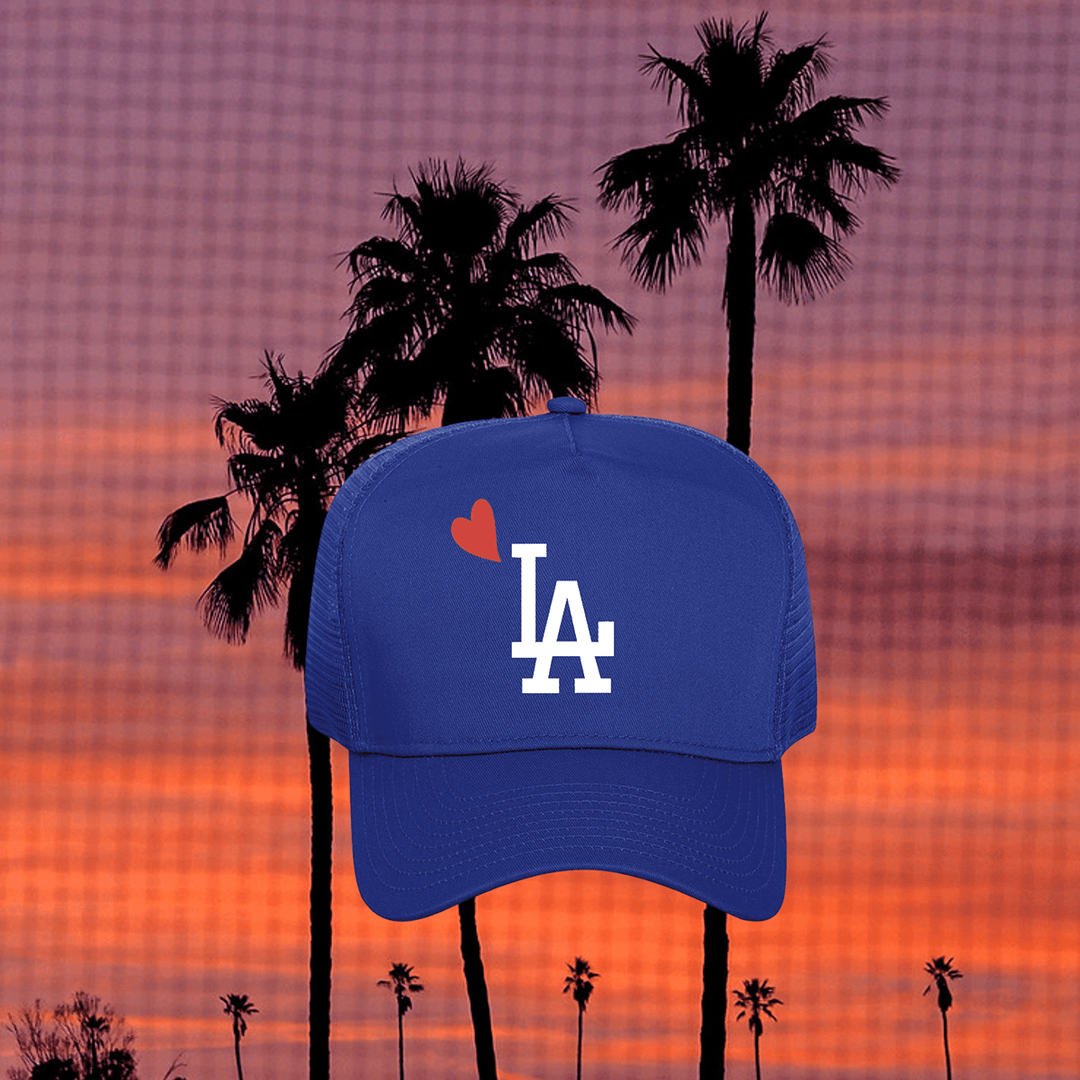 KJB x LA Trucker Hat in Dodger Blue - Kalifornia Jean Bar