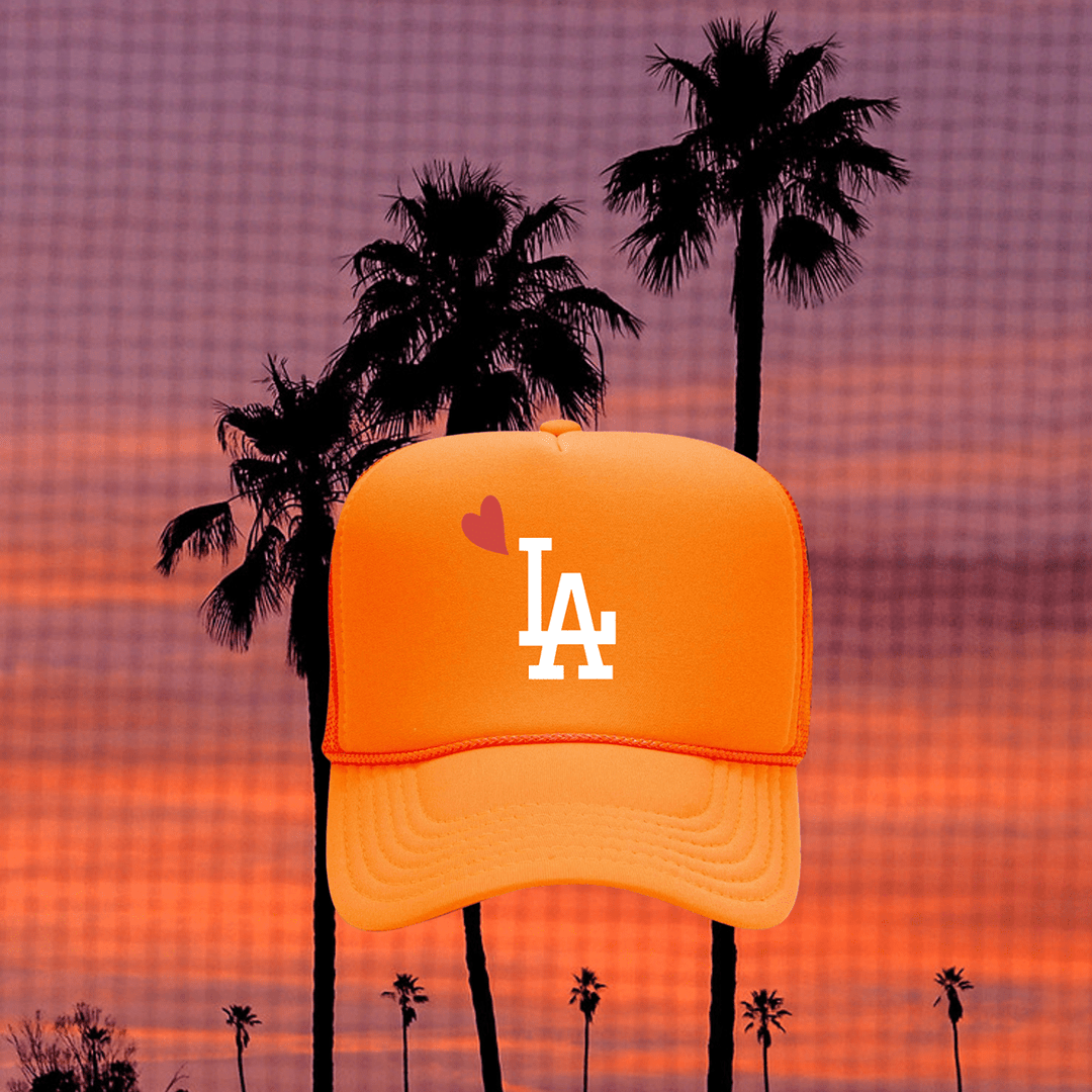 KJB x LA Trucker Hat in Sunset Orange - Kalifornia Jean Bar