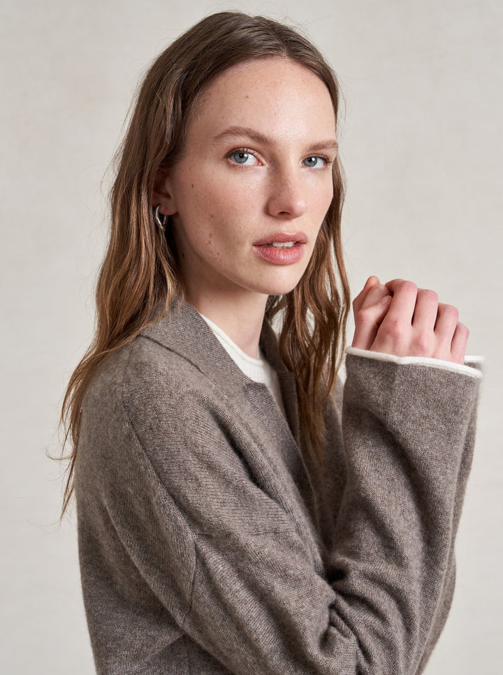 La Ligne - Dominick Polo Sweater - Dark Tan/Ivory - Kalifornia Jean Bar