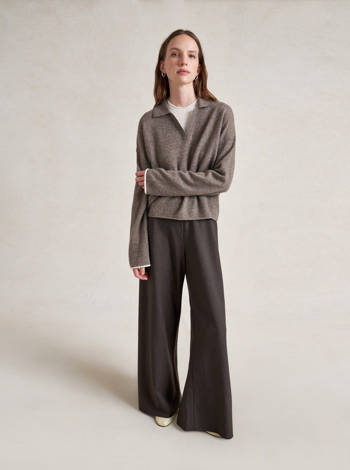 La Ligne - Dominick Polo Sweater - Dark Tan/Ivory - Kalifornia Jean Bar