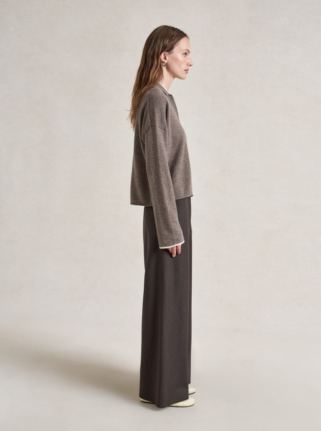 La Ligne - Dominick Polo Sweater - Dark Tan/Ivory - Kalifornia Jean Bar