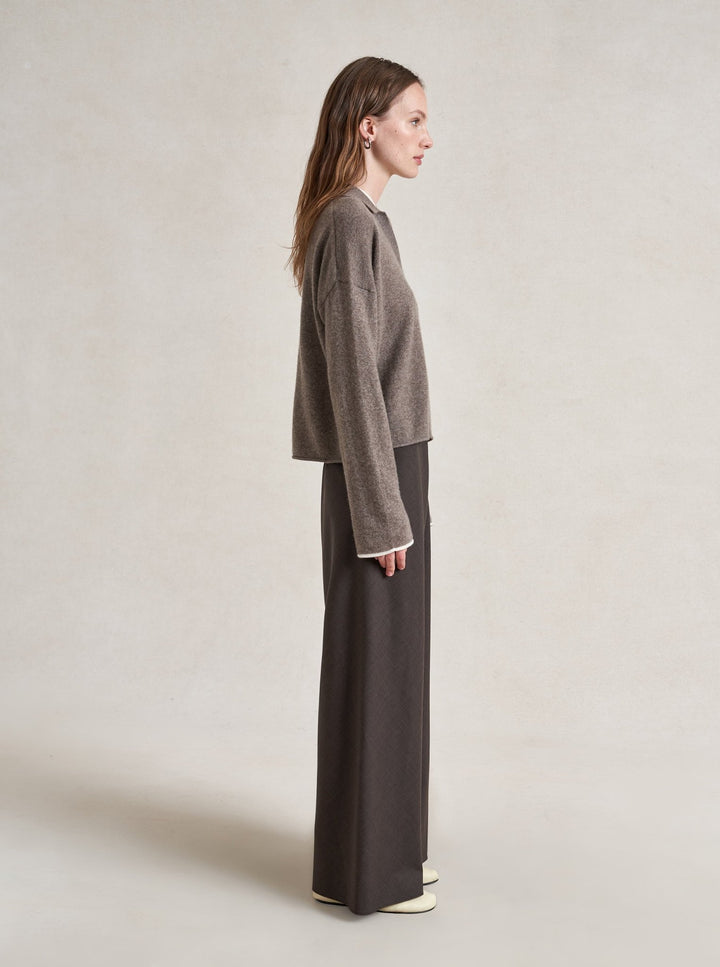 La Ligne - Dominick Polo Sweater - Dark Tan/Ivory - Kalifornia Jean Bar