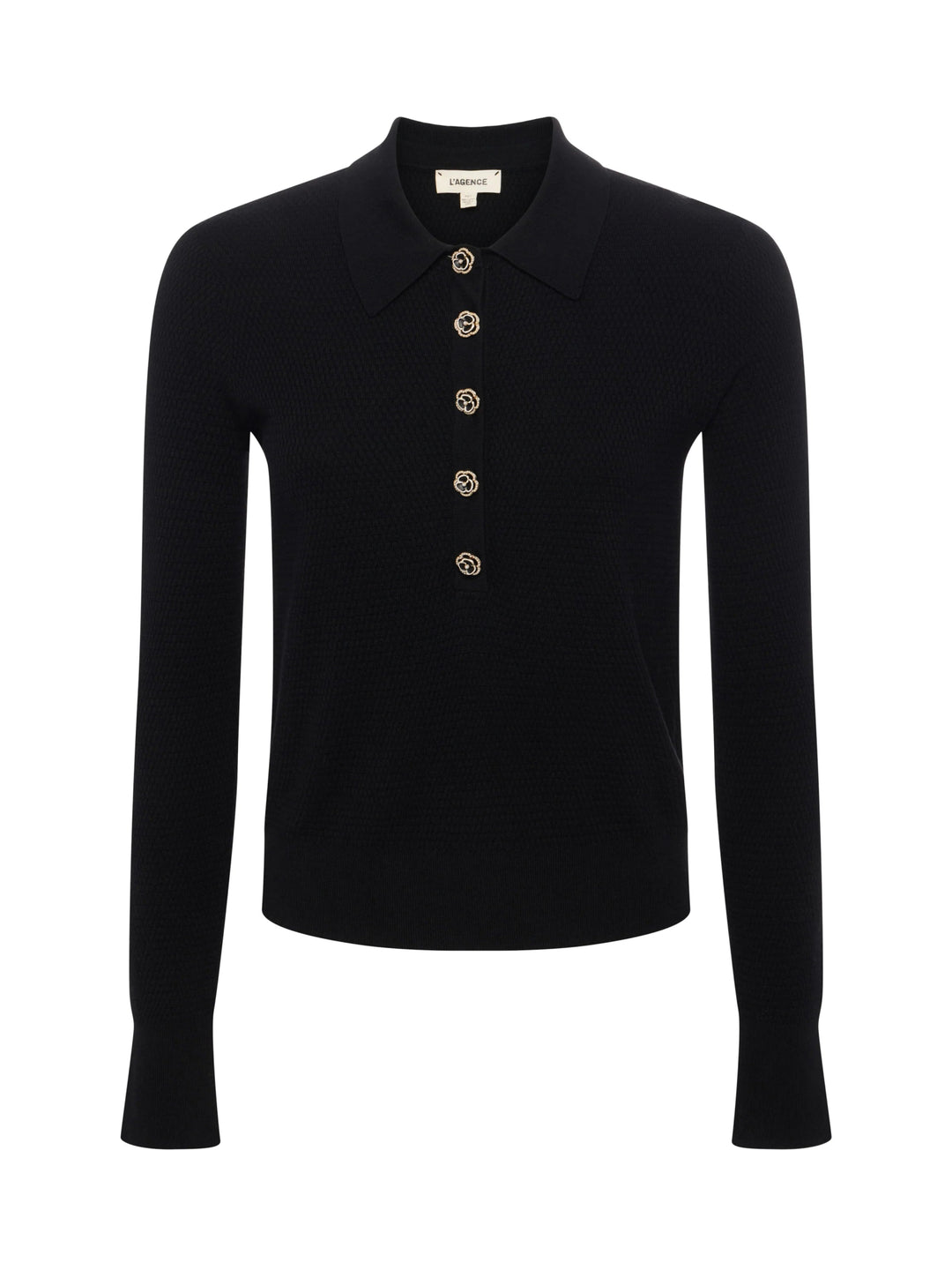 L'AGENCE - Black Sterling Long Sleeve Jewel Button - Kalifornia Jean Bar L'AGENCE - Black Sterling Long Sleeve Jewel Button