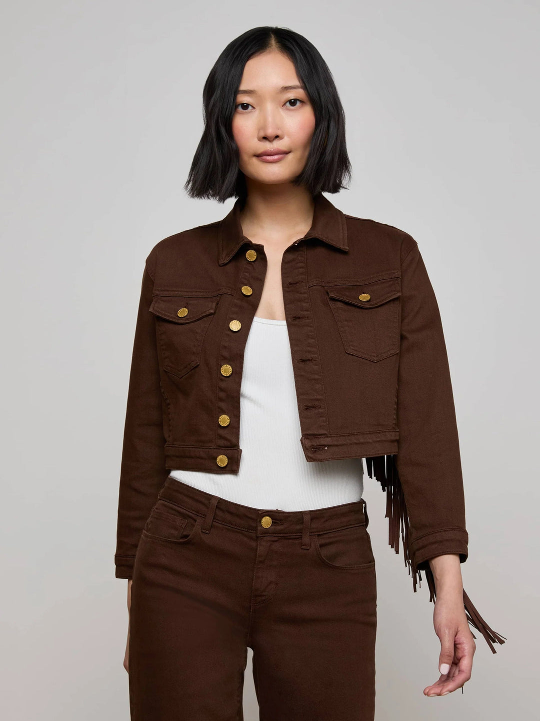 L'Agence - Brown Koda Fringe Jacket - Kalifornia Jean Bar